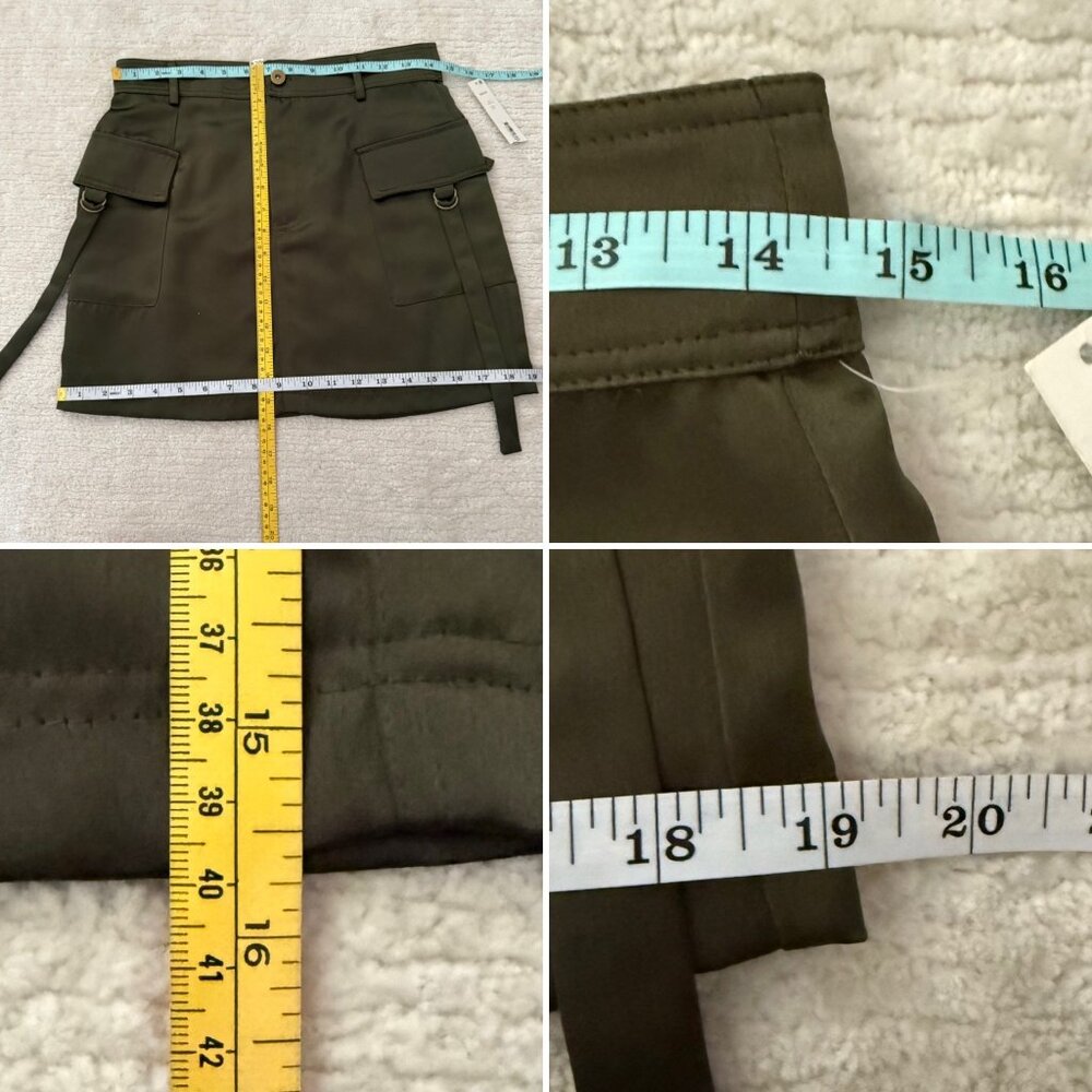 Olive Green Mini Skirt Size XS Cargo Style Pockets Indie Style by Aqua - Picture 5 of 11
